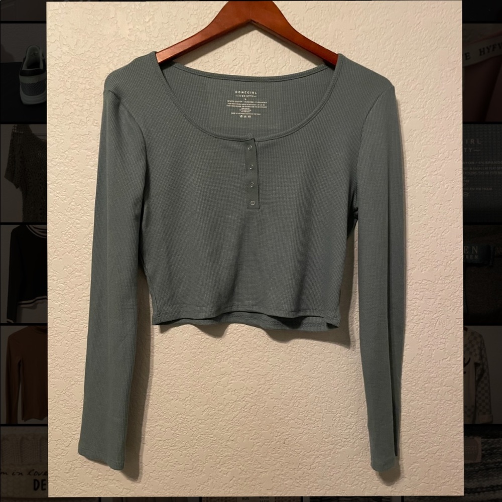 Homegirl Society Long Sleeve Crop Top